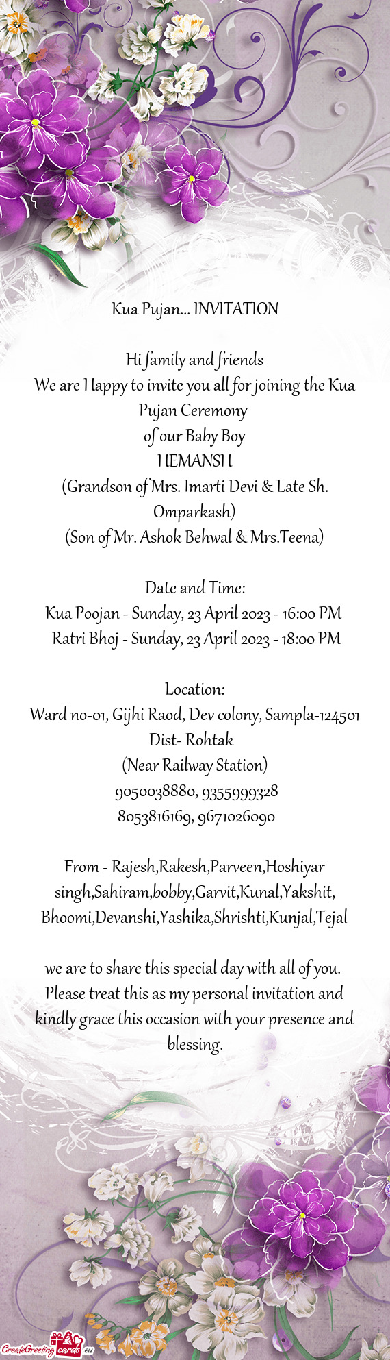 Ratri Bhoj - Sunday, 23 April 2023 - 18:00 PM