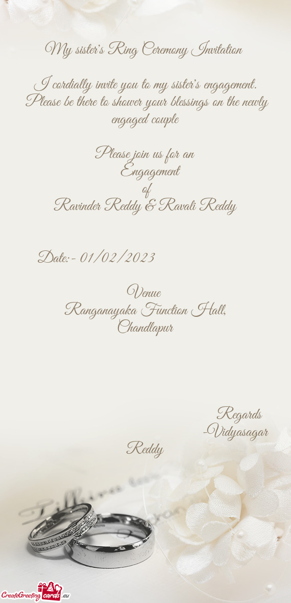 Ravinder Reddy & Ravali Reddy