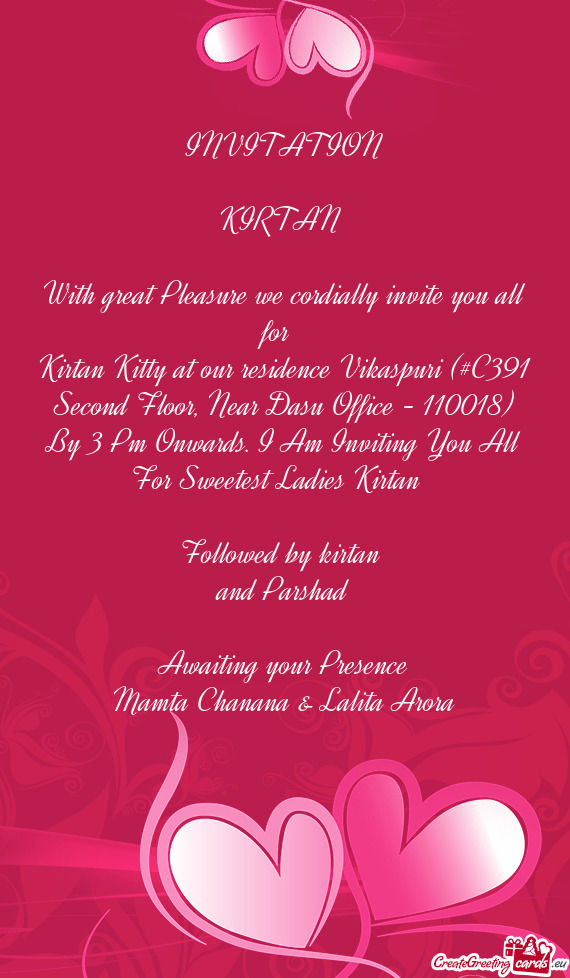 Rds. I Am Inviting You All For Sweetest Ladies Kirtan