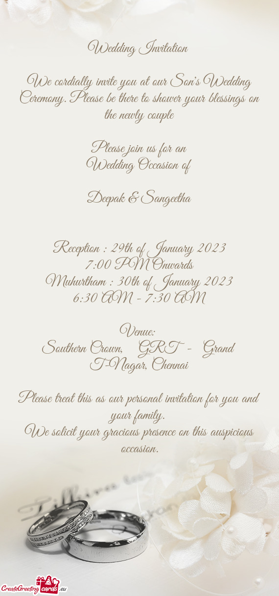 Reception : 29th of January 2023