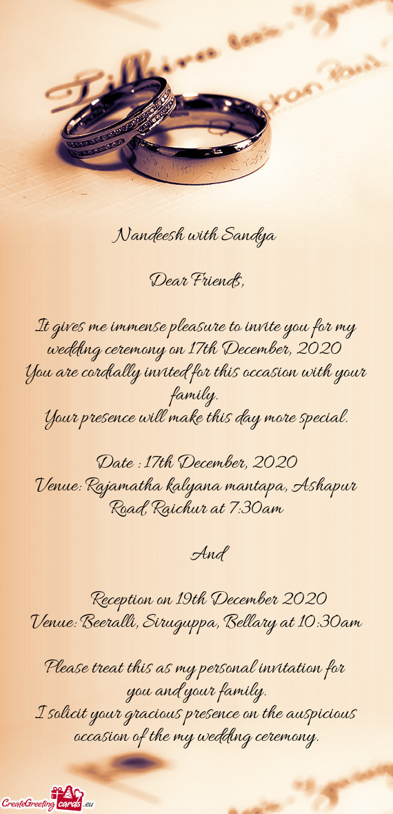 Reception on 19th December 2020