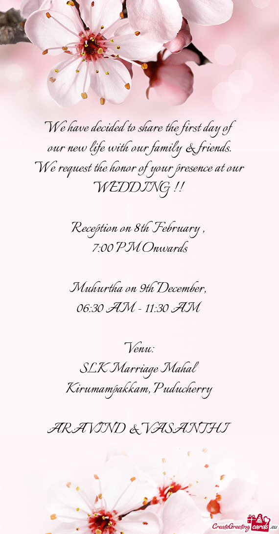 Reception on 8th February