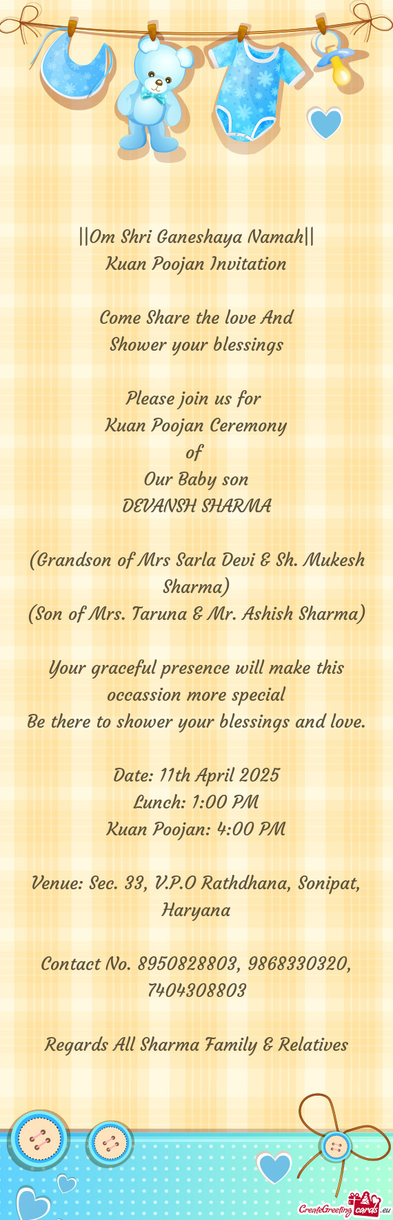 Regards All Sharma Family & Relatives