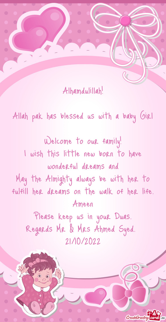 Regards Mr & Mrs Ahmed Syed
