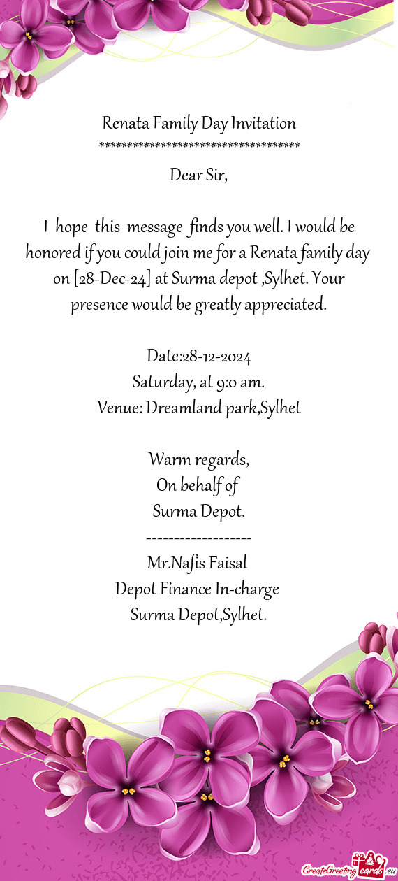 Renata Family Day Invitation