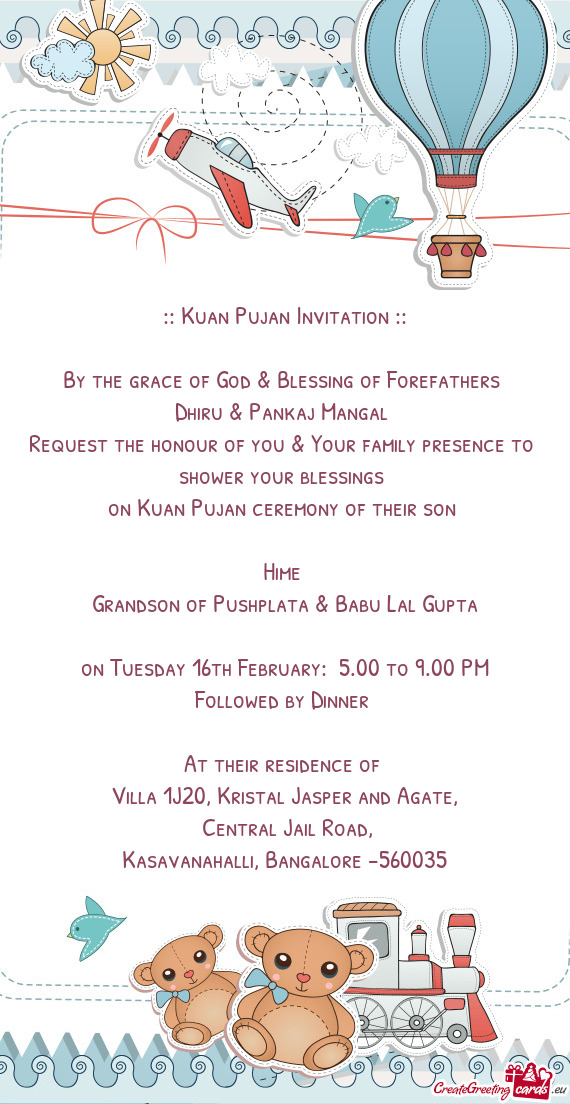 Request the honour of you & Your family presence to
