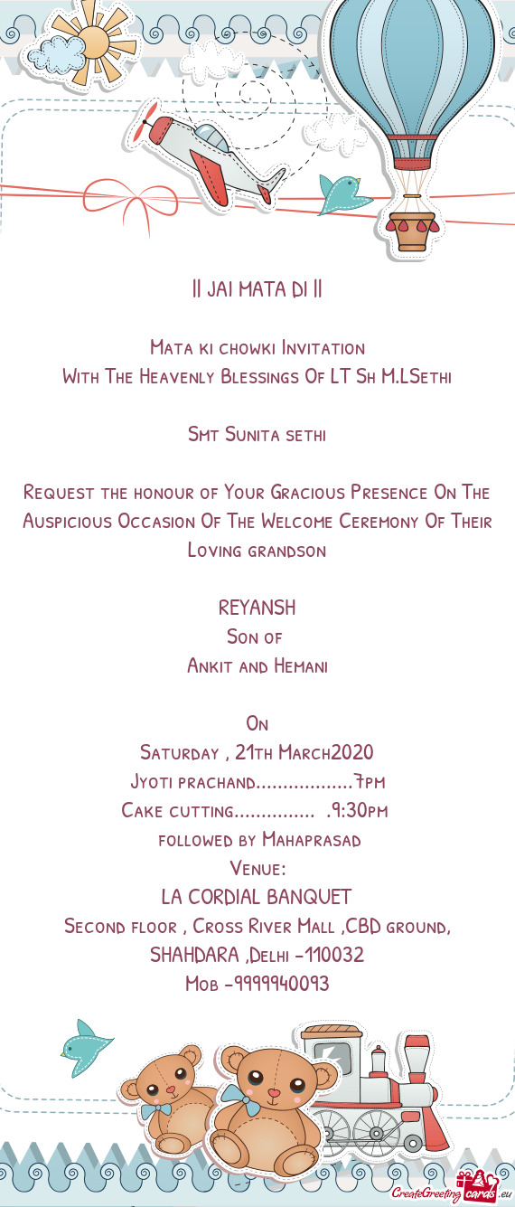 Request the honour of Your Gracious Presence On The Auspicious Occasion Of The Welcome Ceremony Of T