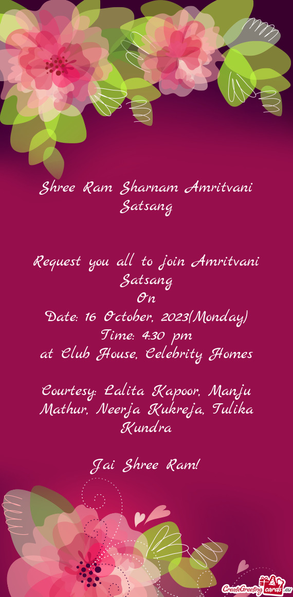 Request you all to join Amritvani Satsang