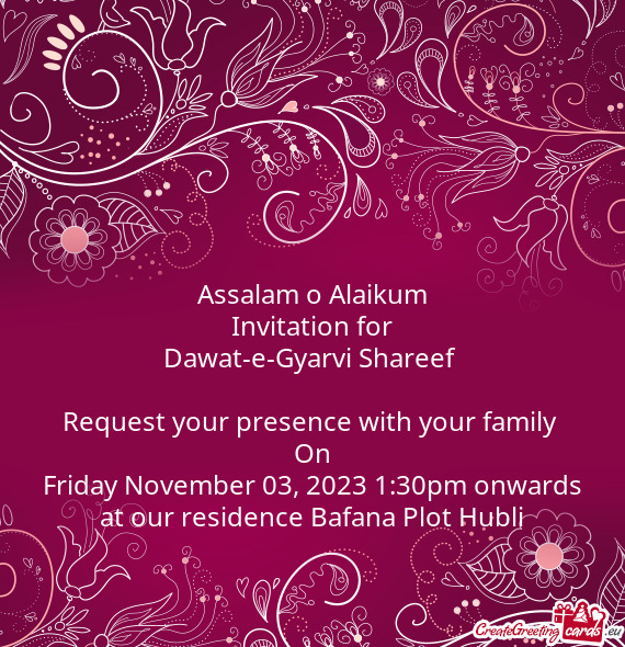 Request your presence with your family