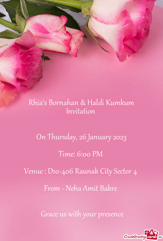 Rhia's Bornahan & Haldi Kumkum Invitation