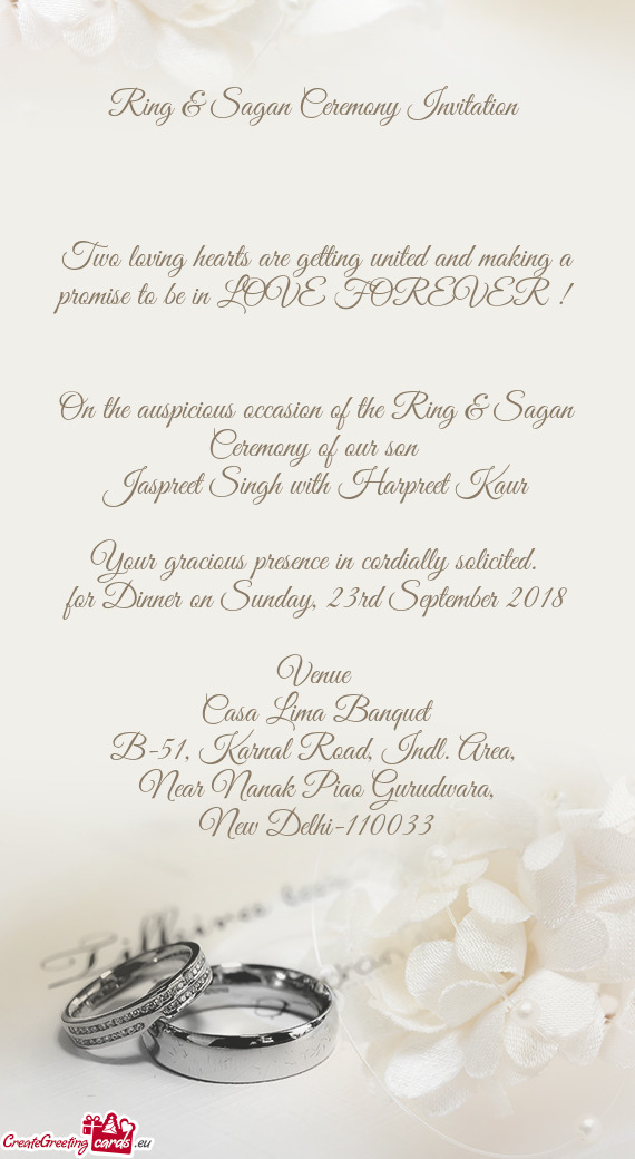 Ring & Sagan Ceremony Invitation