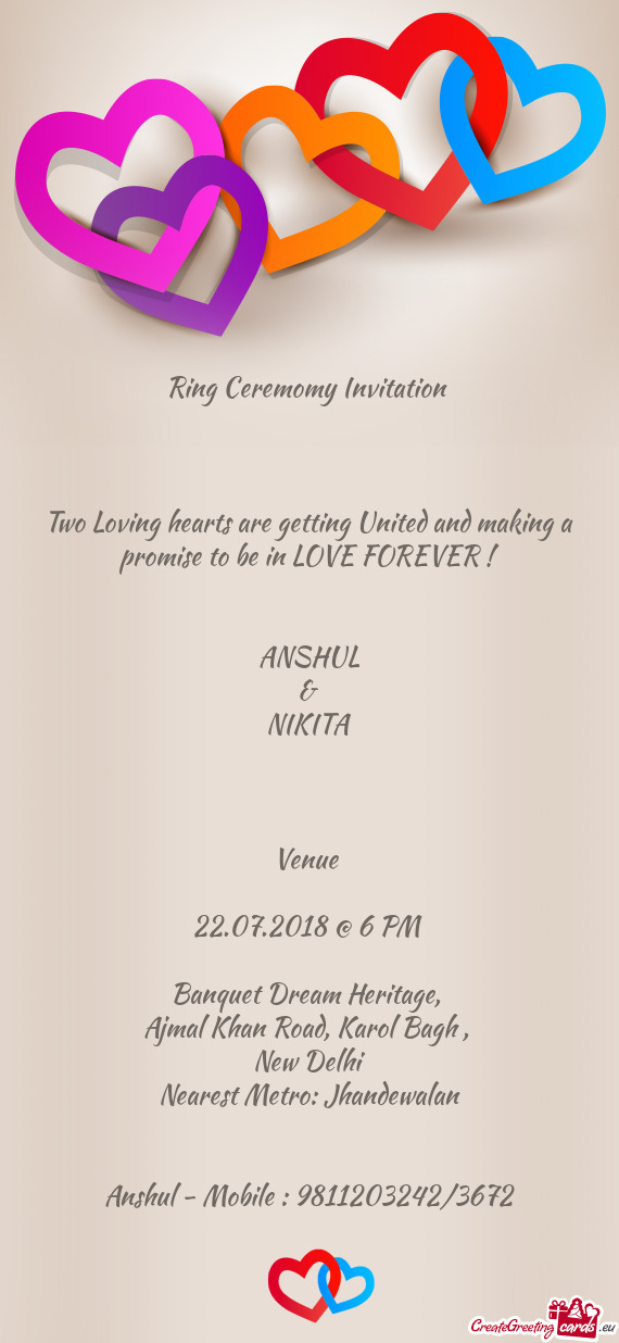 Ring Ceremomy Invitation