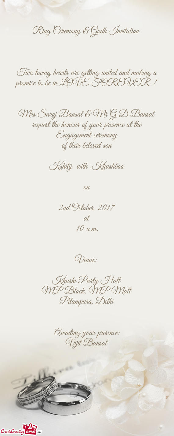 Ring Ceremony & Godh Invitation