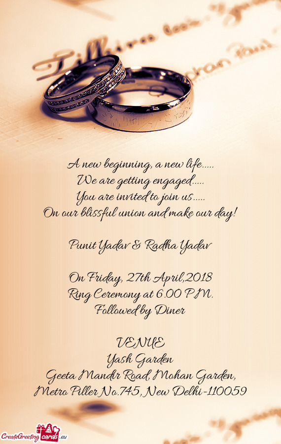 Ring Ceremony at 6.00 P.M