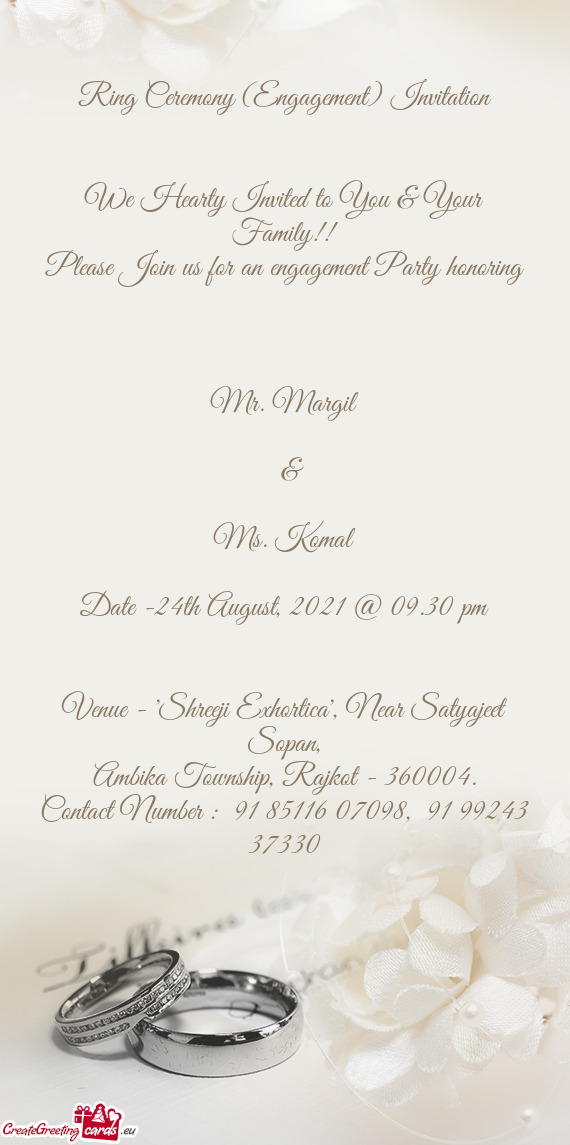 Ring Ceremony (Engagement) Invitation
