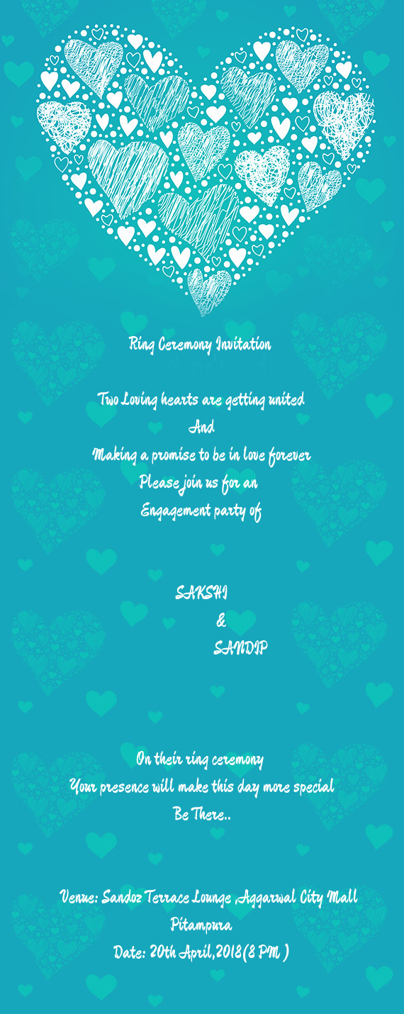 Ring Ceremony Invitation     Two Loving hearts are getting