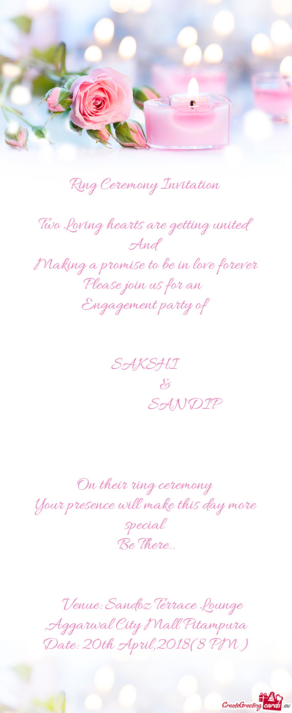 Ring Ceremony Invitation     Two Loving hearts are getting