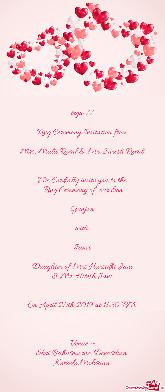 Ring Ceremony Invitation from