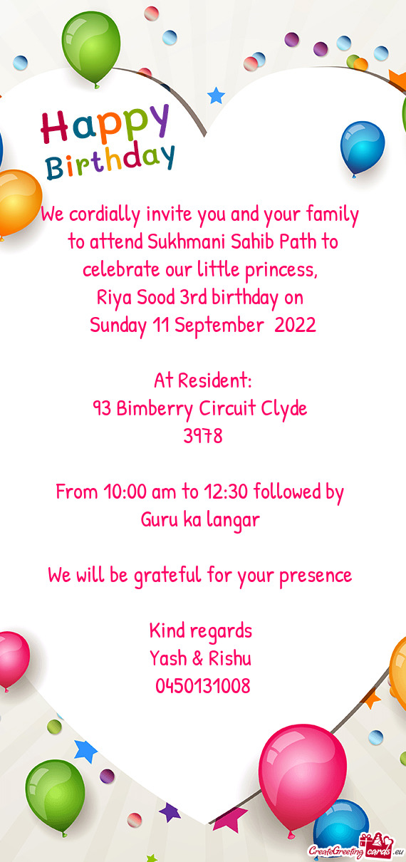 Riya Sood 3rd birthday on