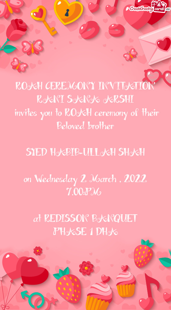 ROAH CEREMONY INVITATION