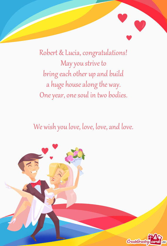 Robert & Lucia, congratulations