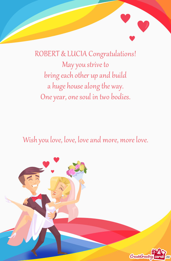 ROBERT & LUCIA Congratulations