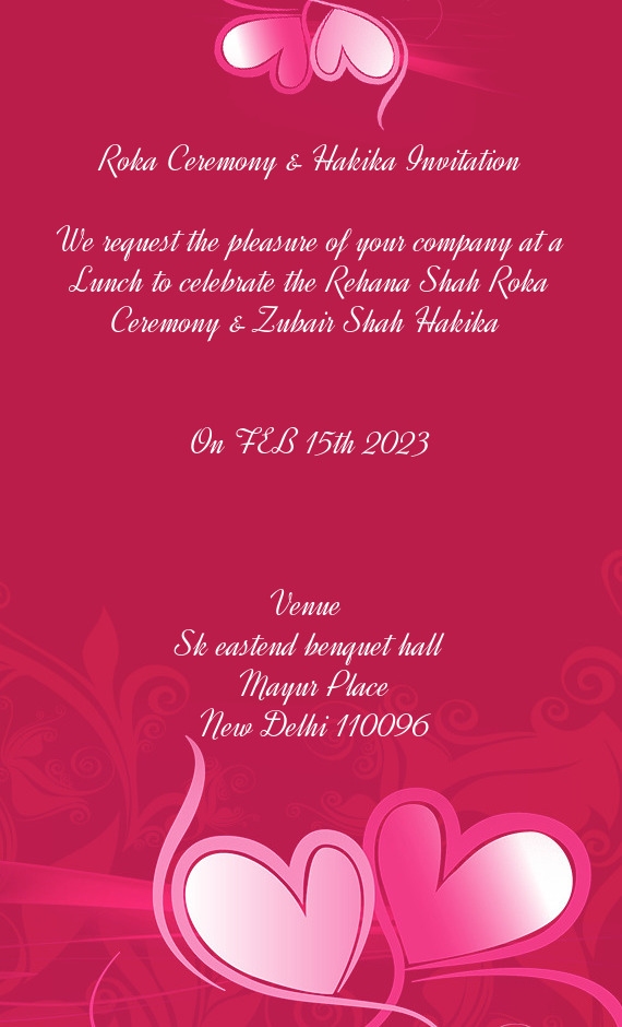 Roka Ceremony & Hakika Invitation