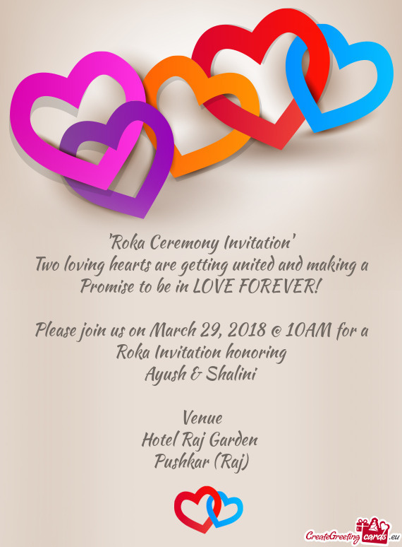'Roka Ceremony Invitation' - Free cards