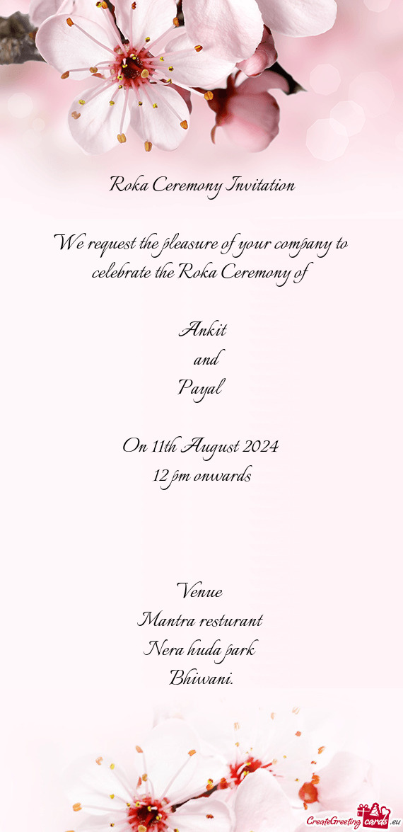 💐Roka Ceremony Invitation💐