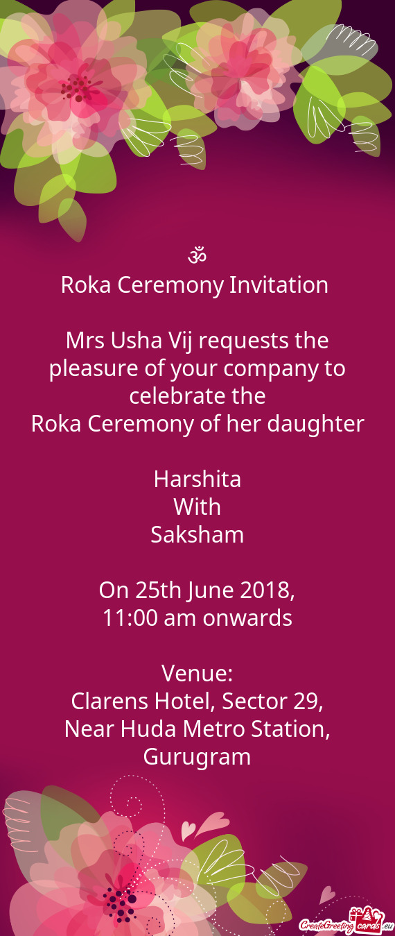 Roka Ceremony of her daughter