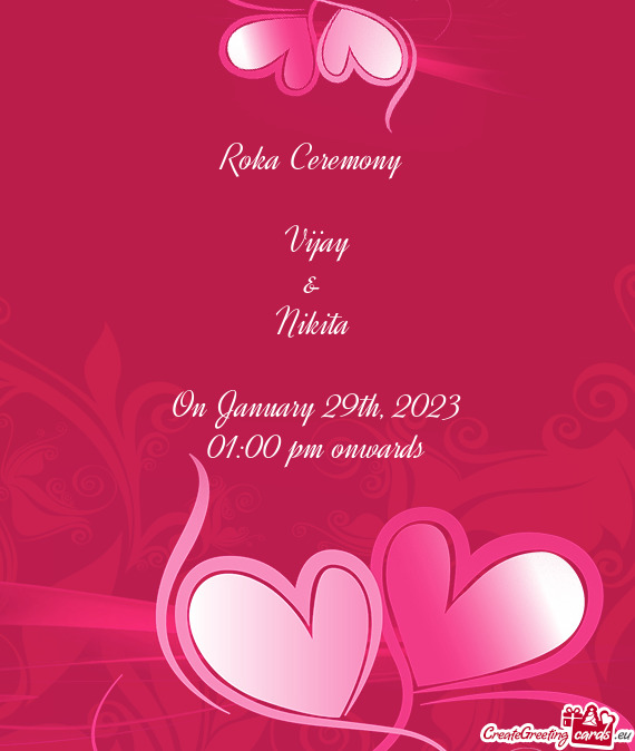 Roka Ceremony  Vijay & Nikita  On January 29th
