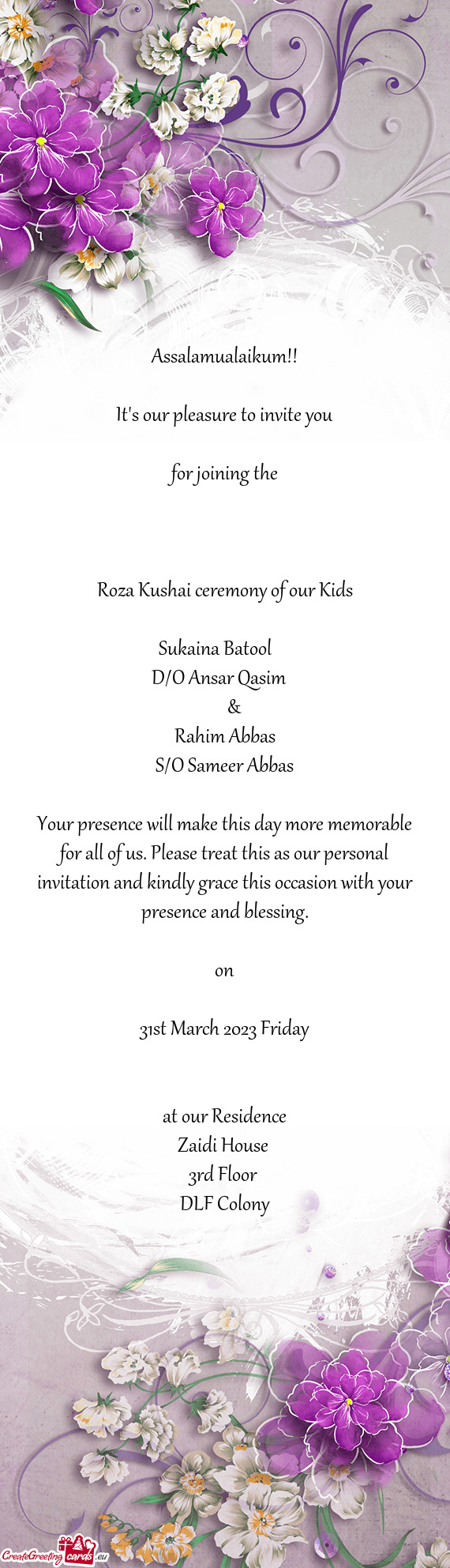 Roza Kushai ceremony of our Kids
