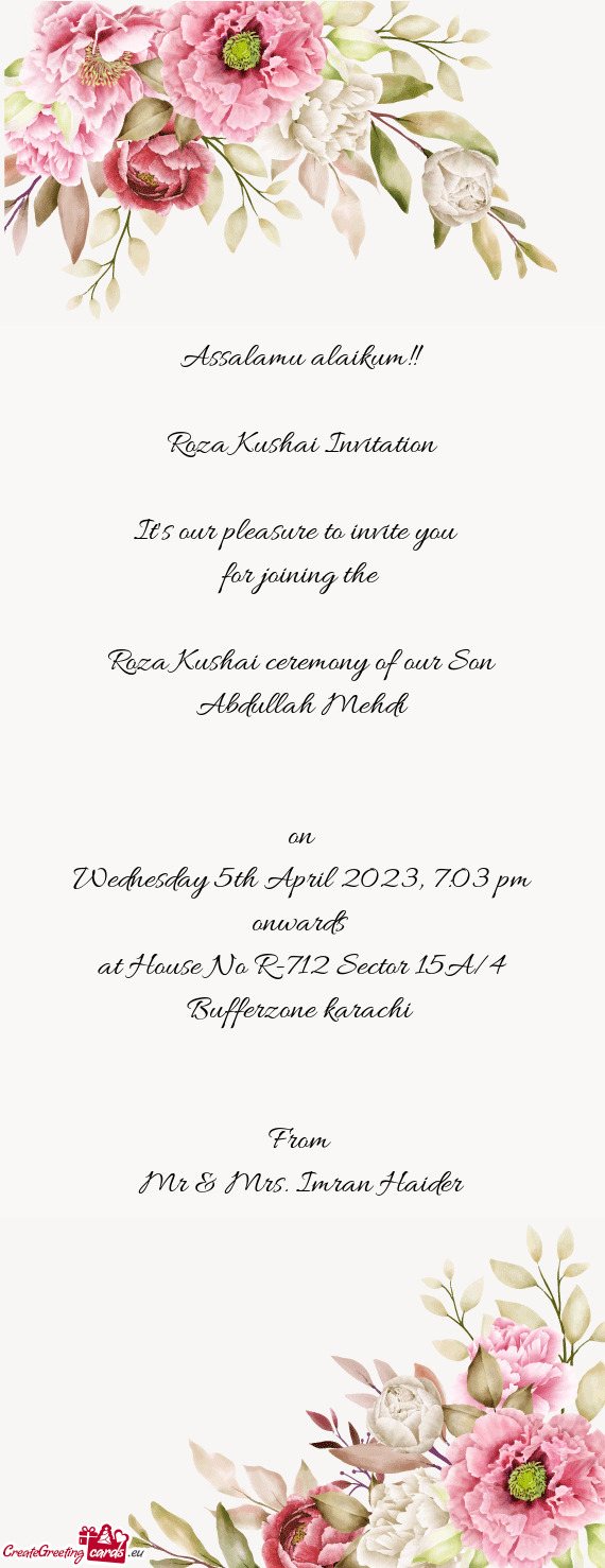 Roza Kushai Invitation