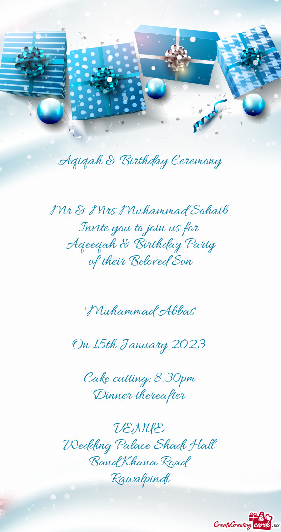 Rthday Party of their Beloved Son  "Muhammad Abbas" On 15th January 2023  Cake cutting