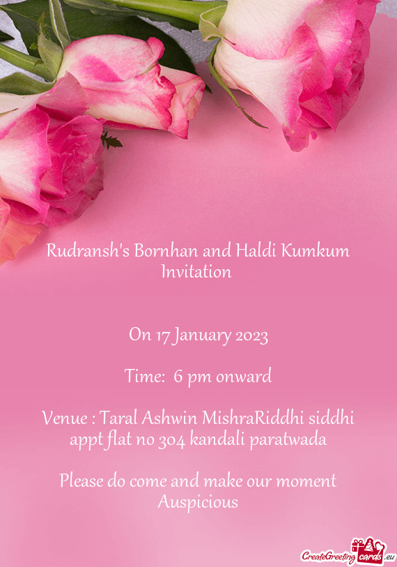 Rudransh's Bornhan and Haldi Kumkum Invitation