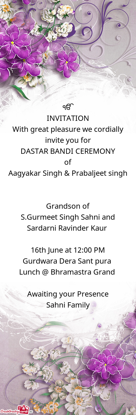 S.Gurmeet Singh Sahni and Sardarni Ravinder Kaur