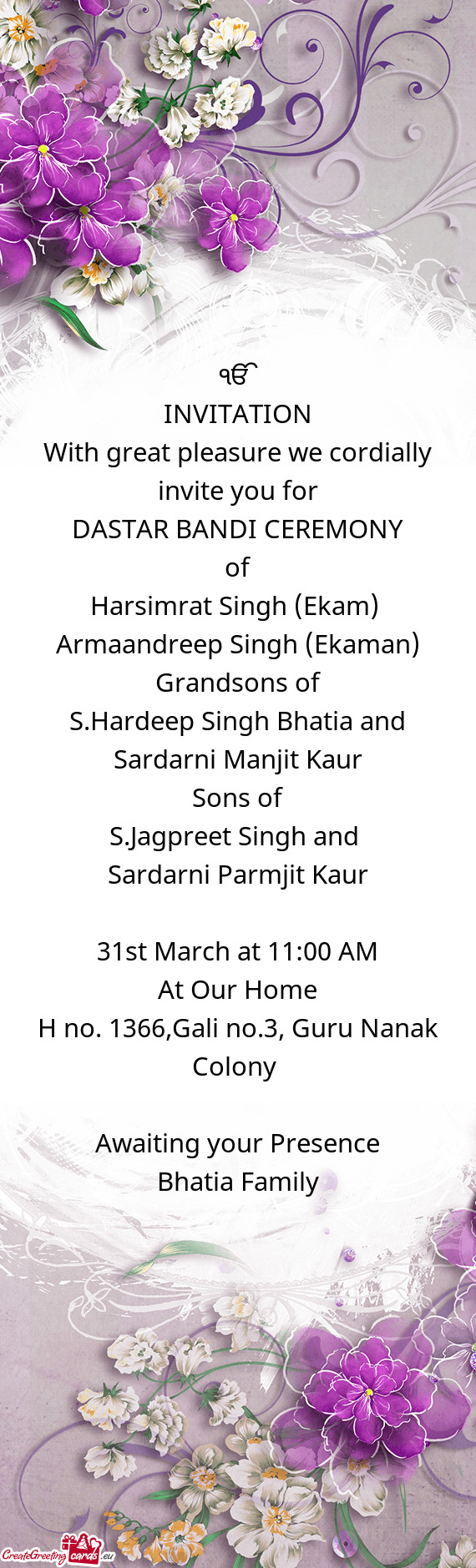 S.Hardeep Singh Bhatia and Sardarni Manjit Kaur