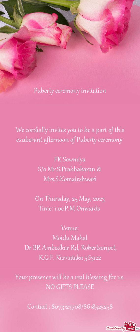 S/o Mr.S.Prabhakaran & Mrs.S.Komaleshwari