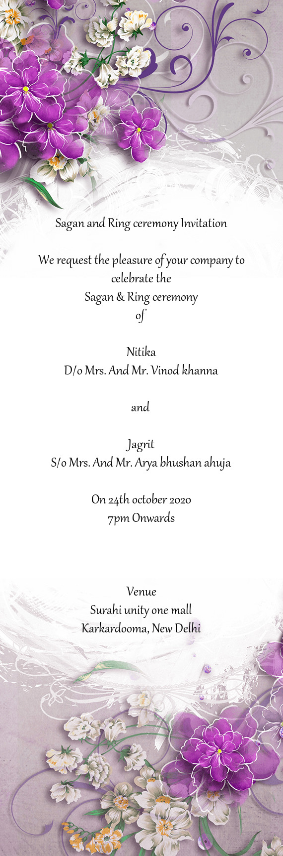 Sagan and Ring ceremony Invitation