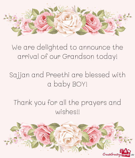 Sajjan and Preethi are blessed with a baby BOY