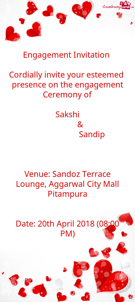 Sakshi
    & 
      Sandip
 
 
 
 Venue