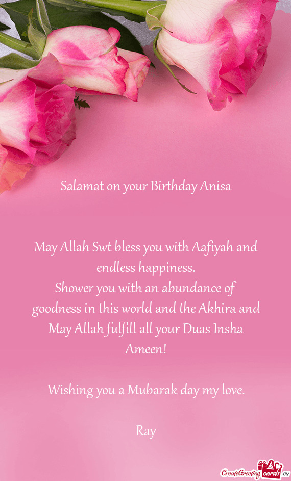 Salamat on your Birthday Anisa