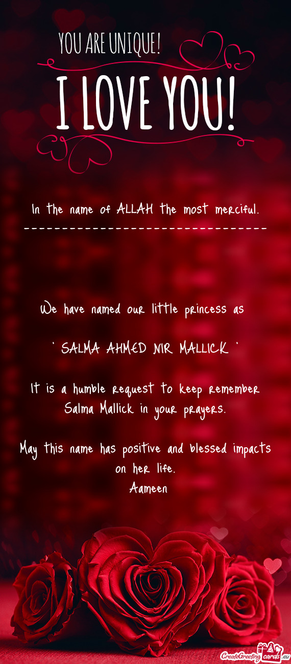 Salma Mallick in your prayers