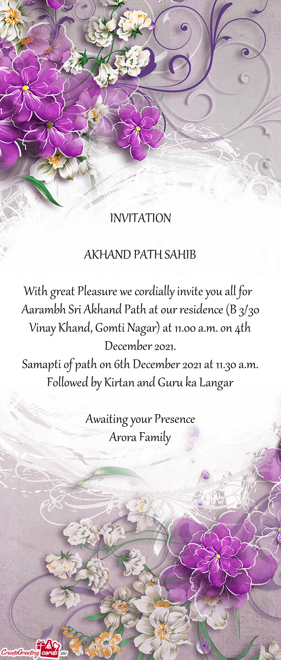 Samapti of path on 6th December 2021 at 11.30 a.m