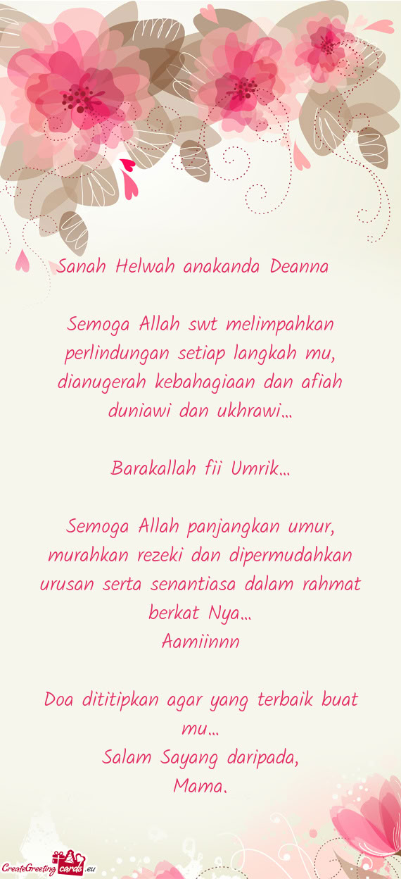 Sanah Helwah anakanda Deanna💐