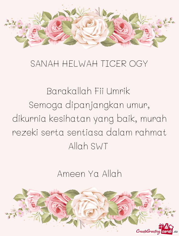 SANAH HELWAH TICER OGY