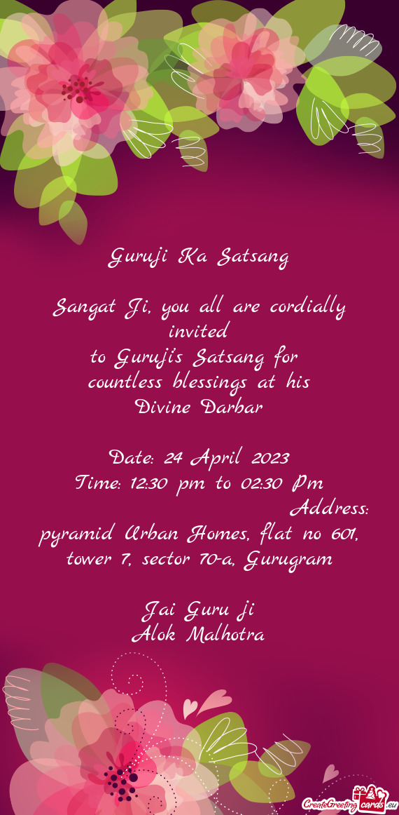 Sangat Ji, you all are cordially invited