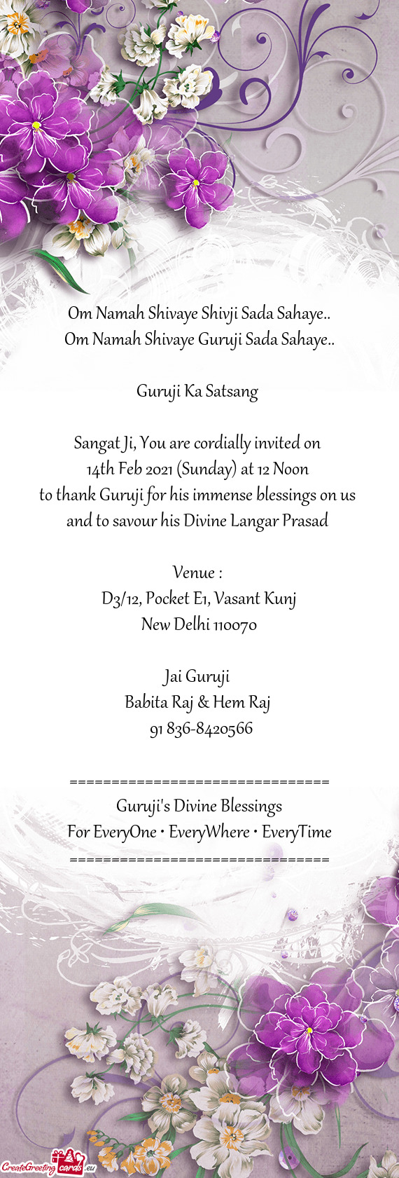 Sangat Ji, You are cordially invited on