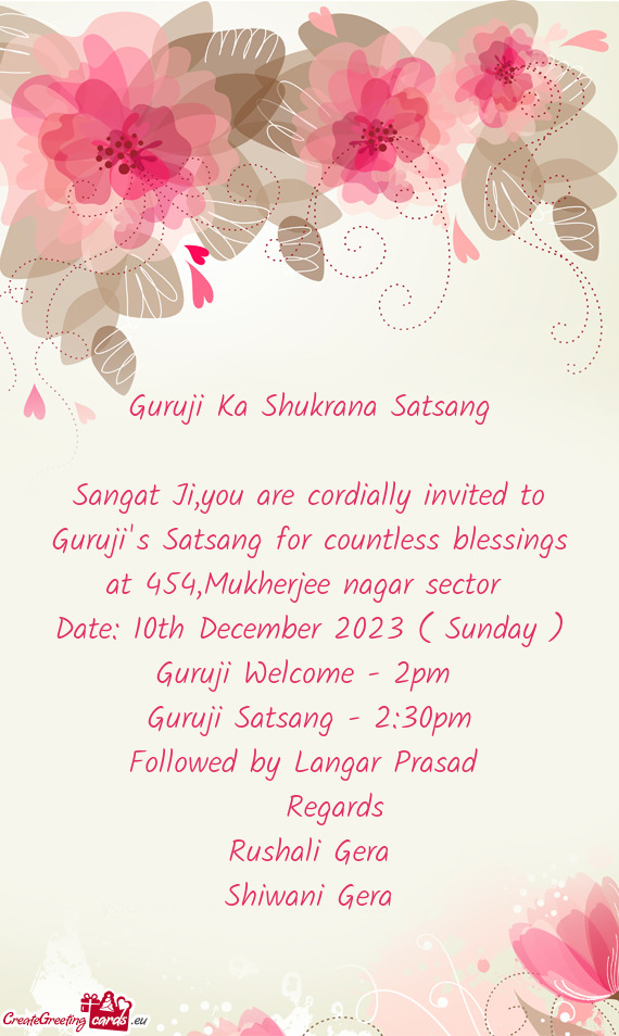 Sangat Ji,you are cordially invited to Guruji