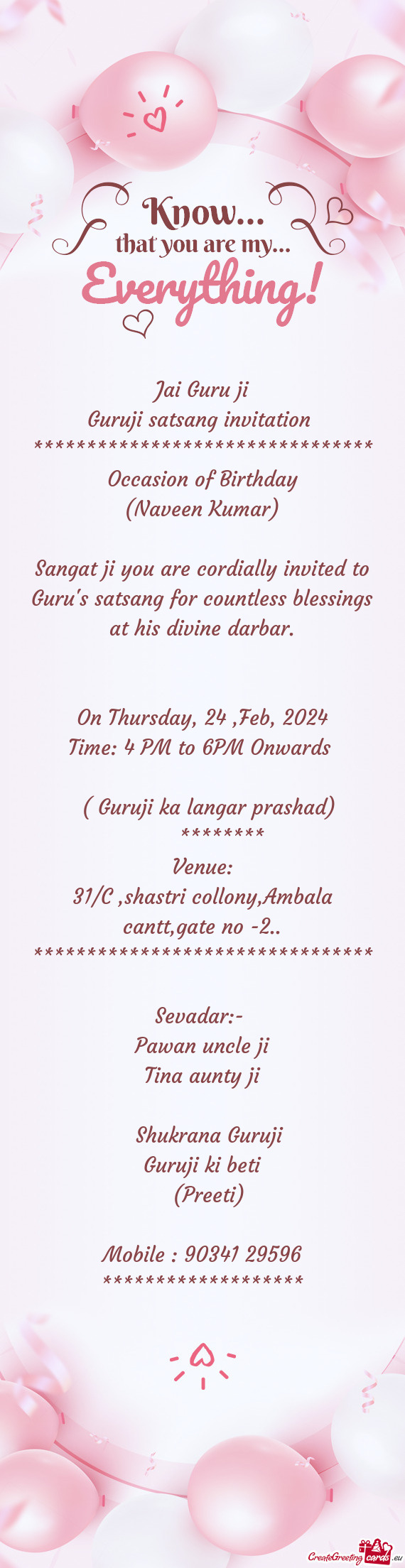 Sangat ji you are cordially invited to Guru